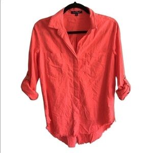 VELVET HEART Linen Button Front Blouse Melon S